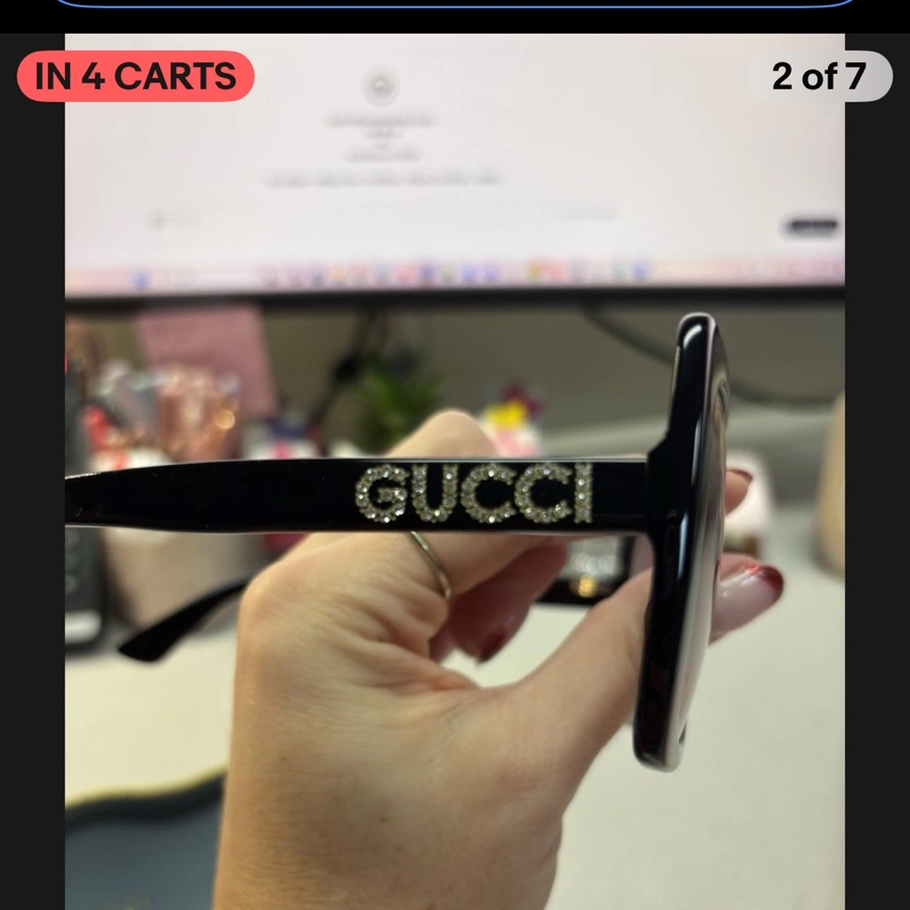 Gucci Black Sunglasses with Yellow Case - Picture 2 of 6